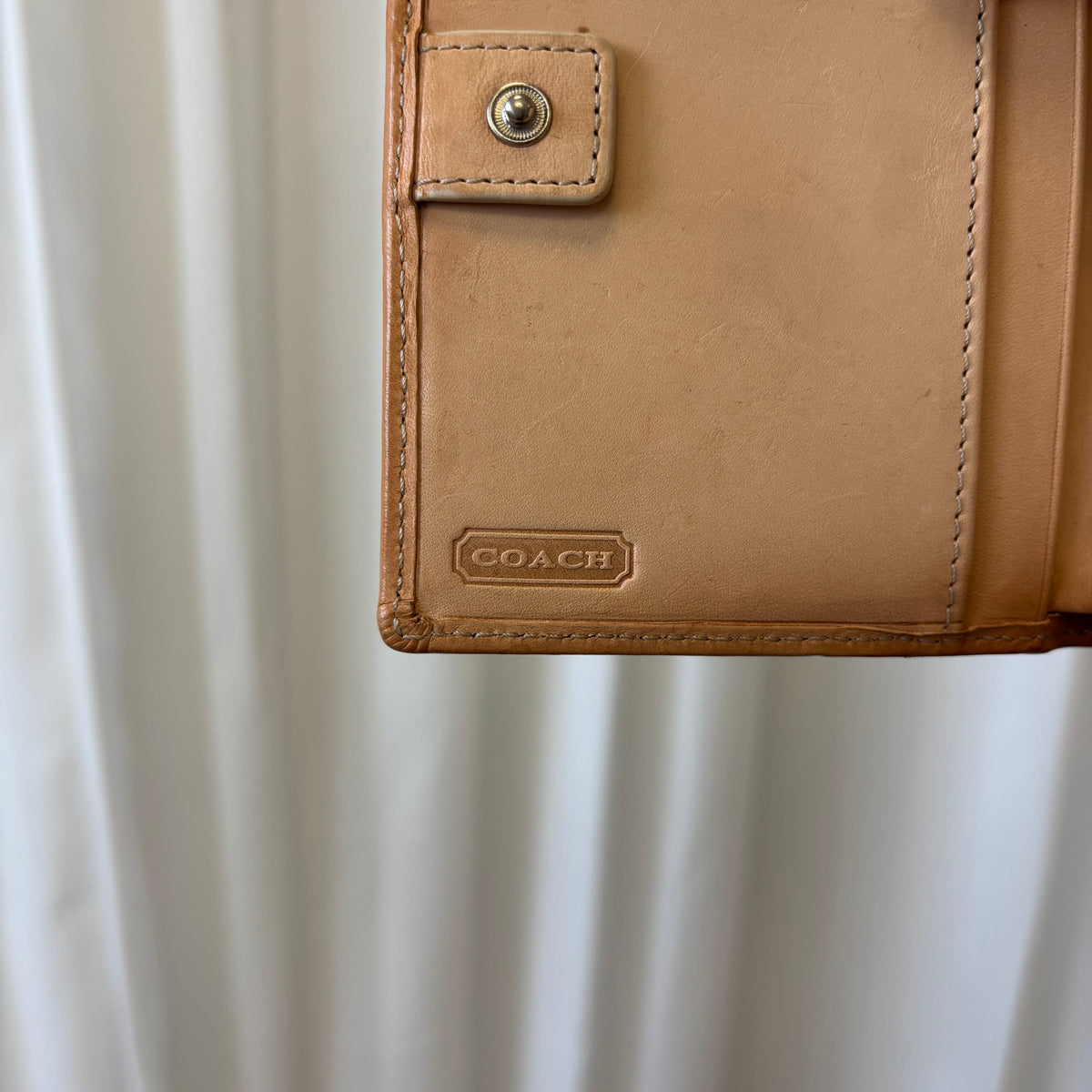 Coach Signature Tan Trifold Wallet