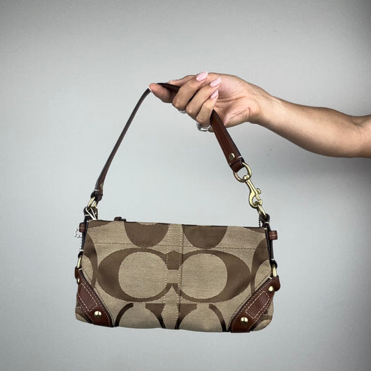 RARE Coach Signature Mini Carly Shoulder Bag in Brown