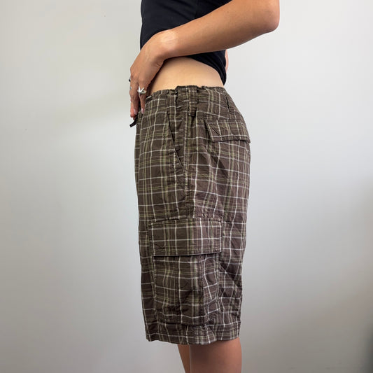 Brown + White Plaid Shorts