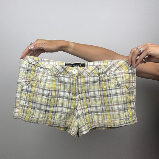 Plaid Mini Shorts with Glitter Fibres