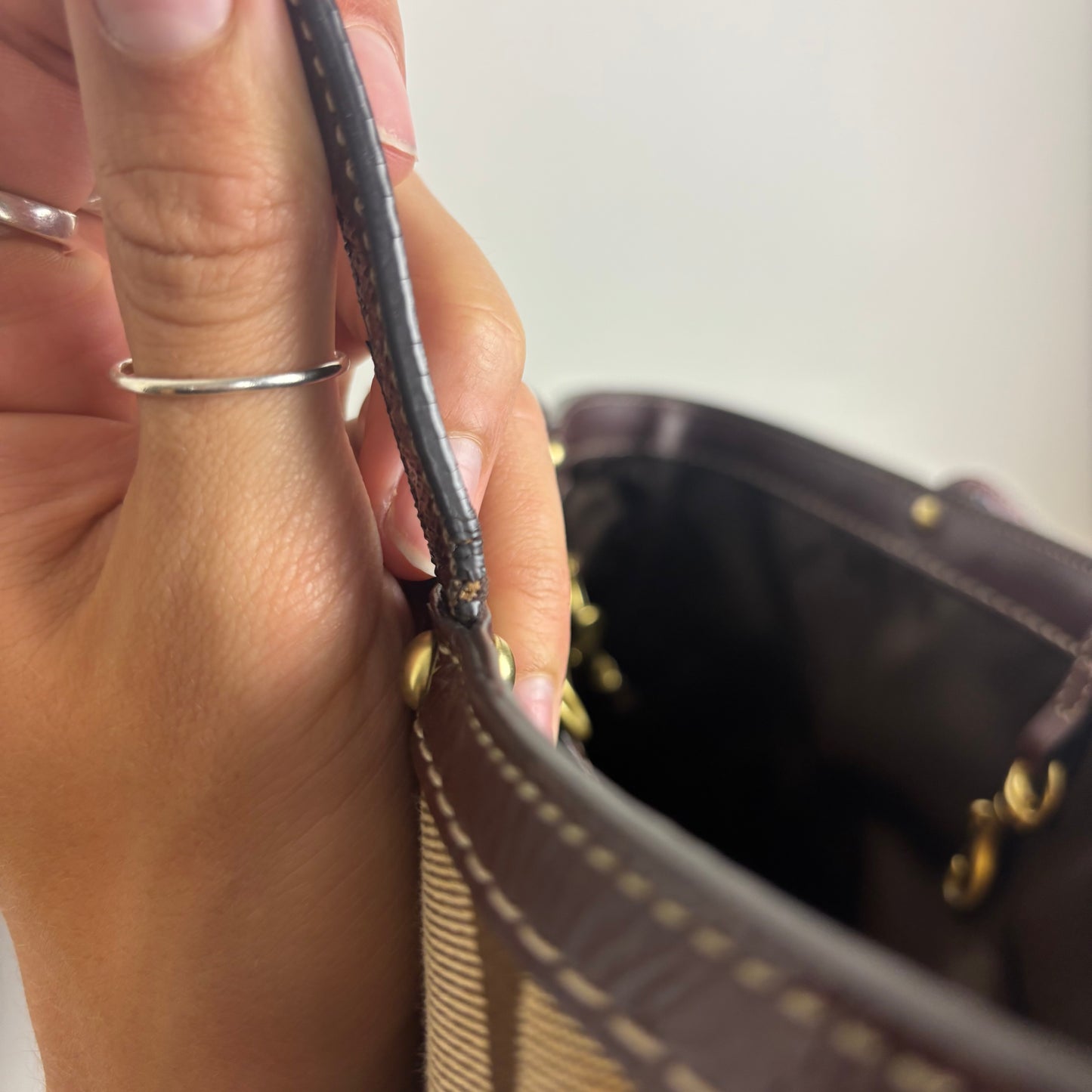 Coach Signature Stripe Mini Tote Bag
