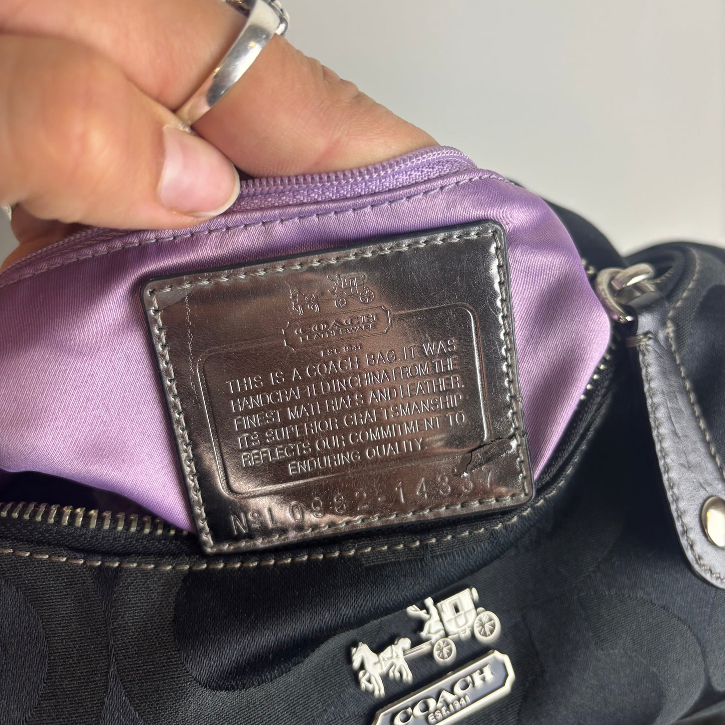 Coach Madison Black Canvas 2way Shoulder Bag