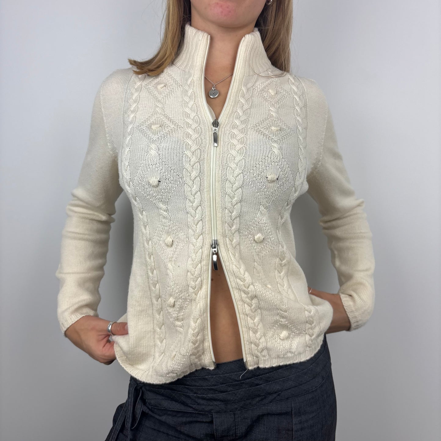 Italian Merino Y2k Dual Zip Cardigan