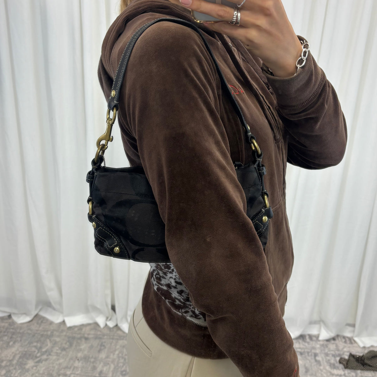 Coach Signature Mini Carly Black Bag
