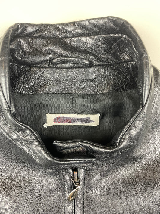 Black 90s Leather Moto Jacket