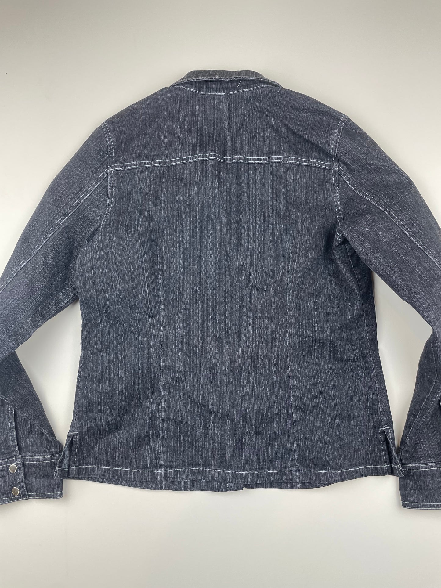 2000s Embroidered Dark Grey Denim Jacket