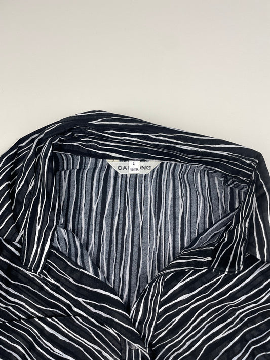 Black and White Striped Cinch Shirt