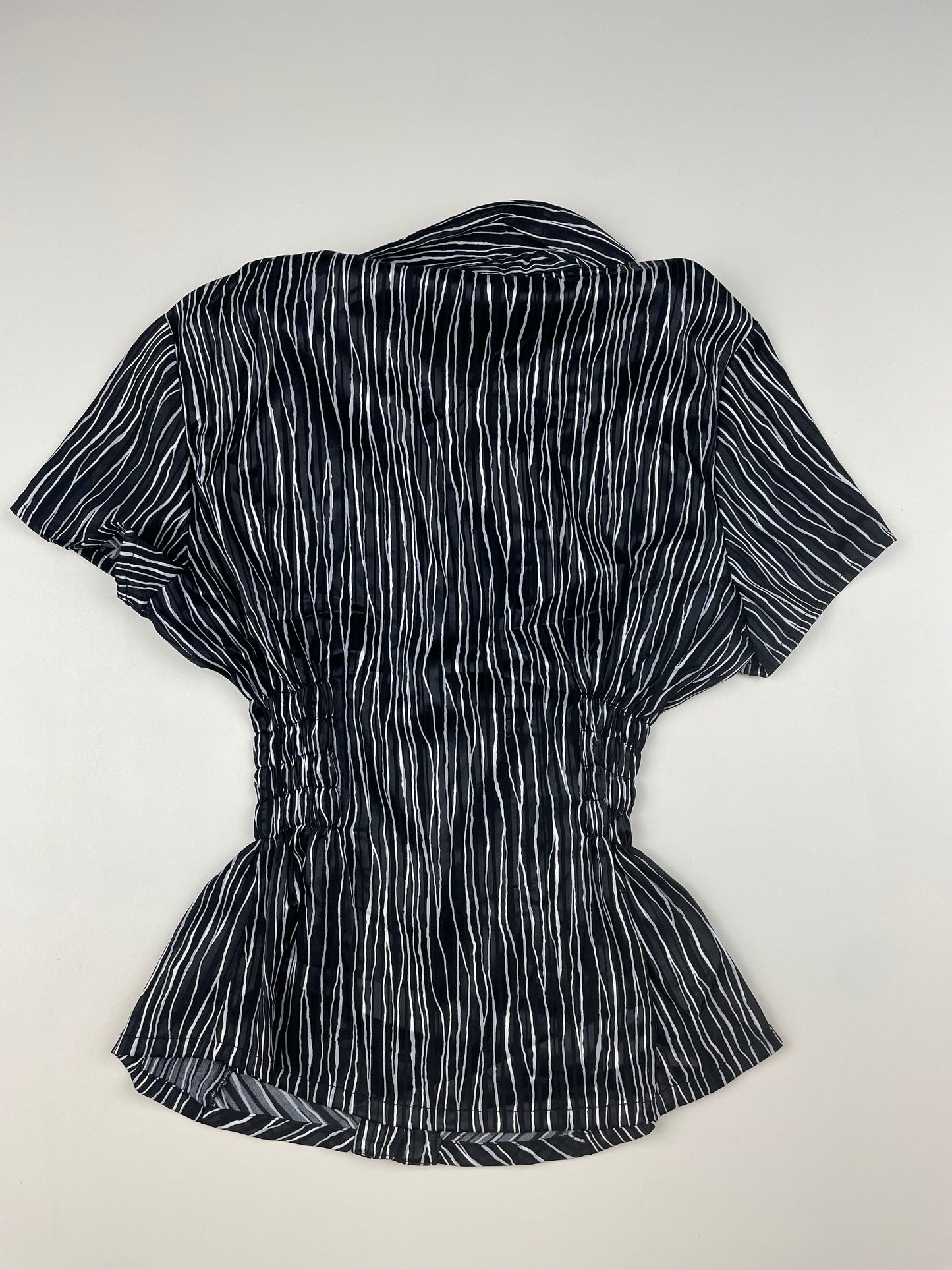 Black and White Striped Cinch Shirt