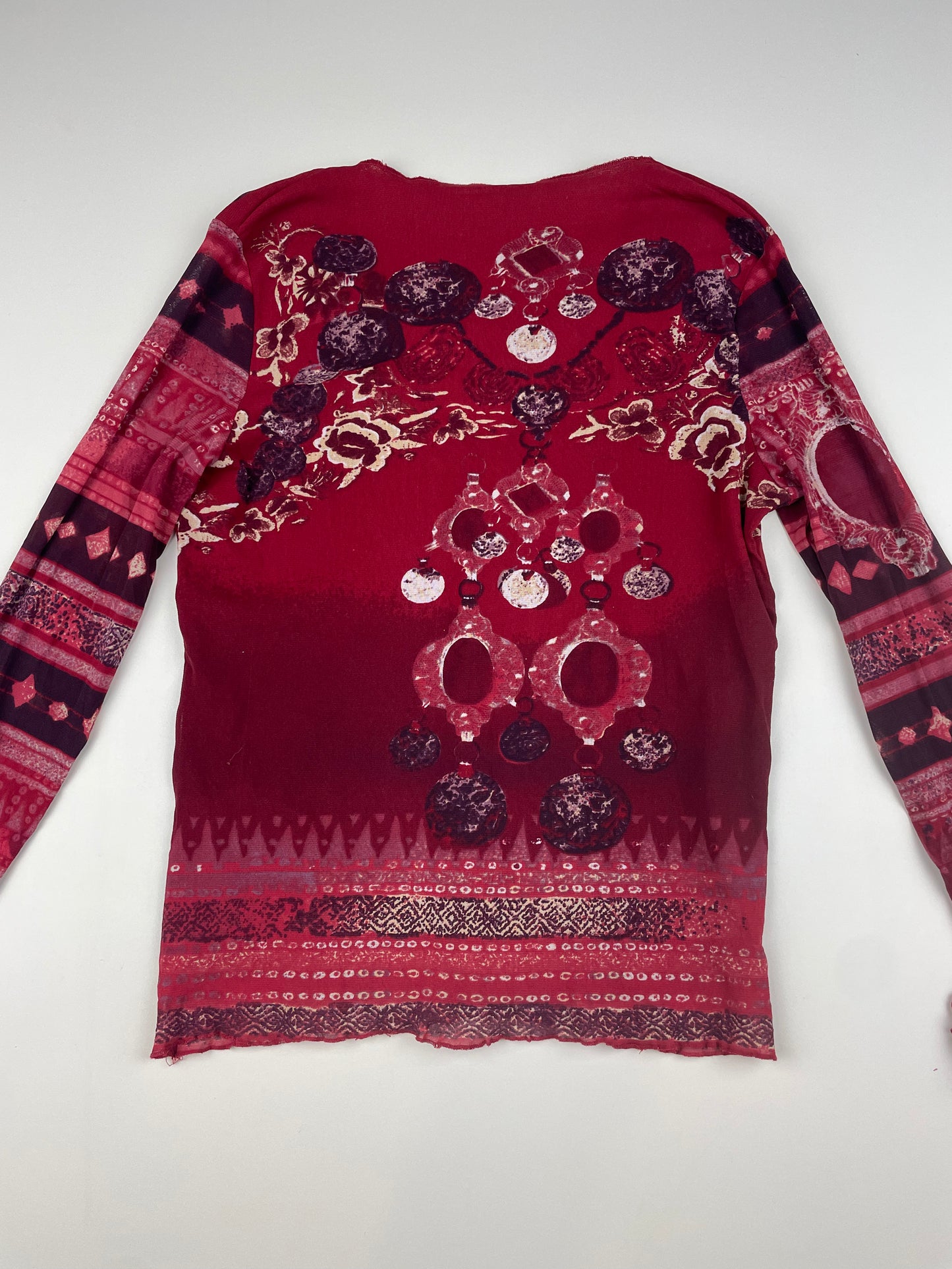 2000s Red Mesh Top