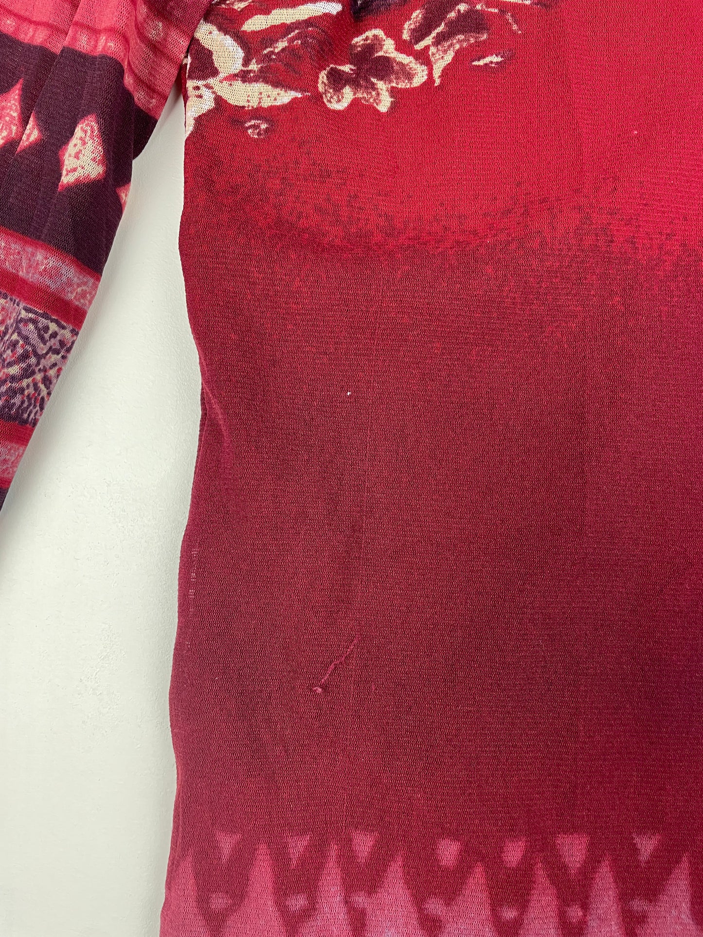 2000s Red Mesh Top