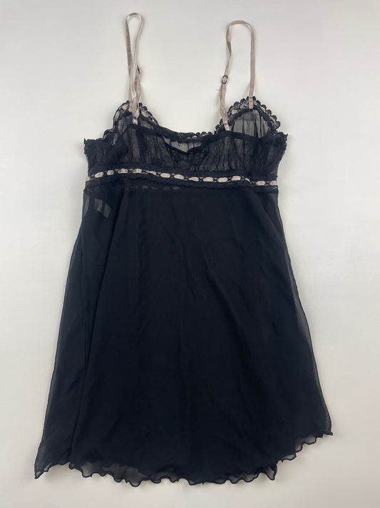 Black Lace Cami with Ribbon