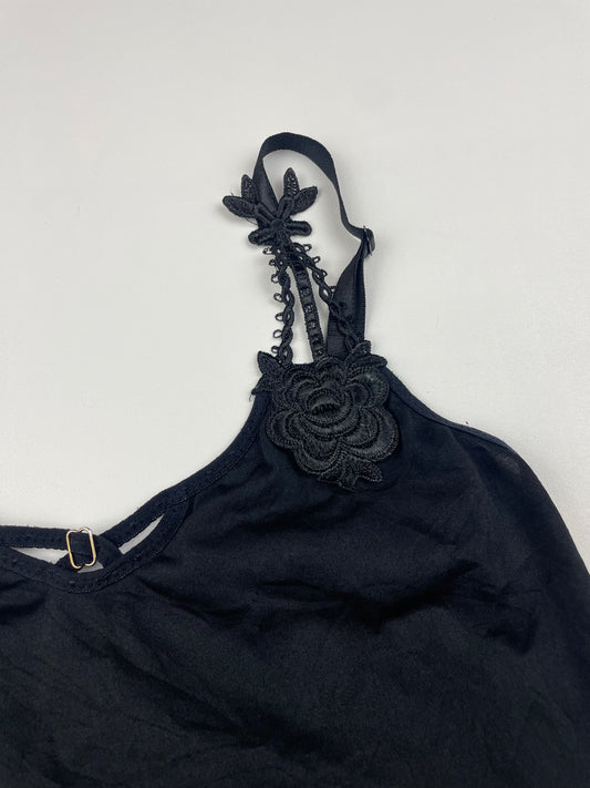 Black Cami with Flower Details