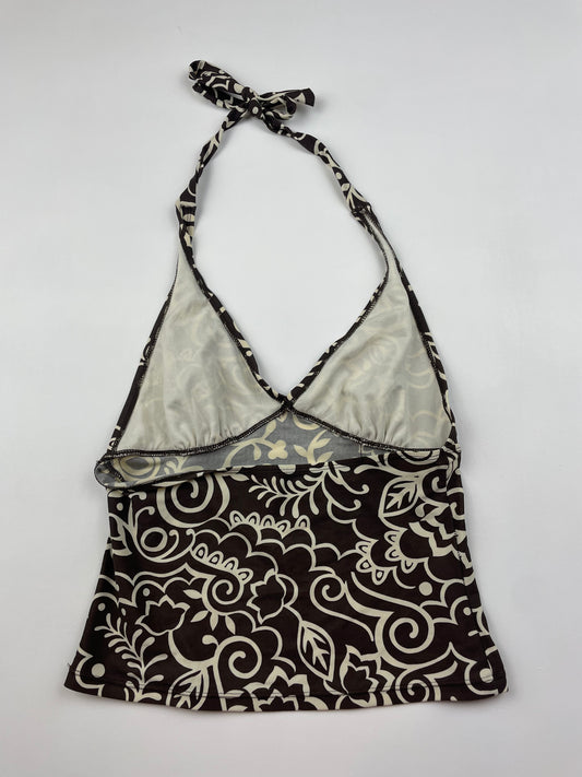 Brown Printed Halter Top