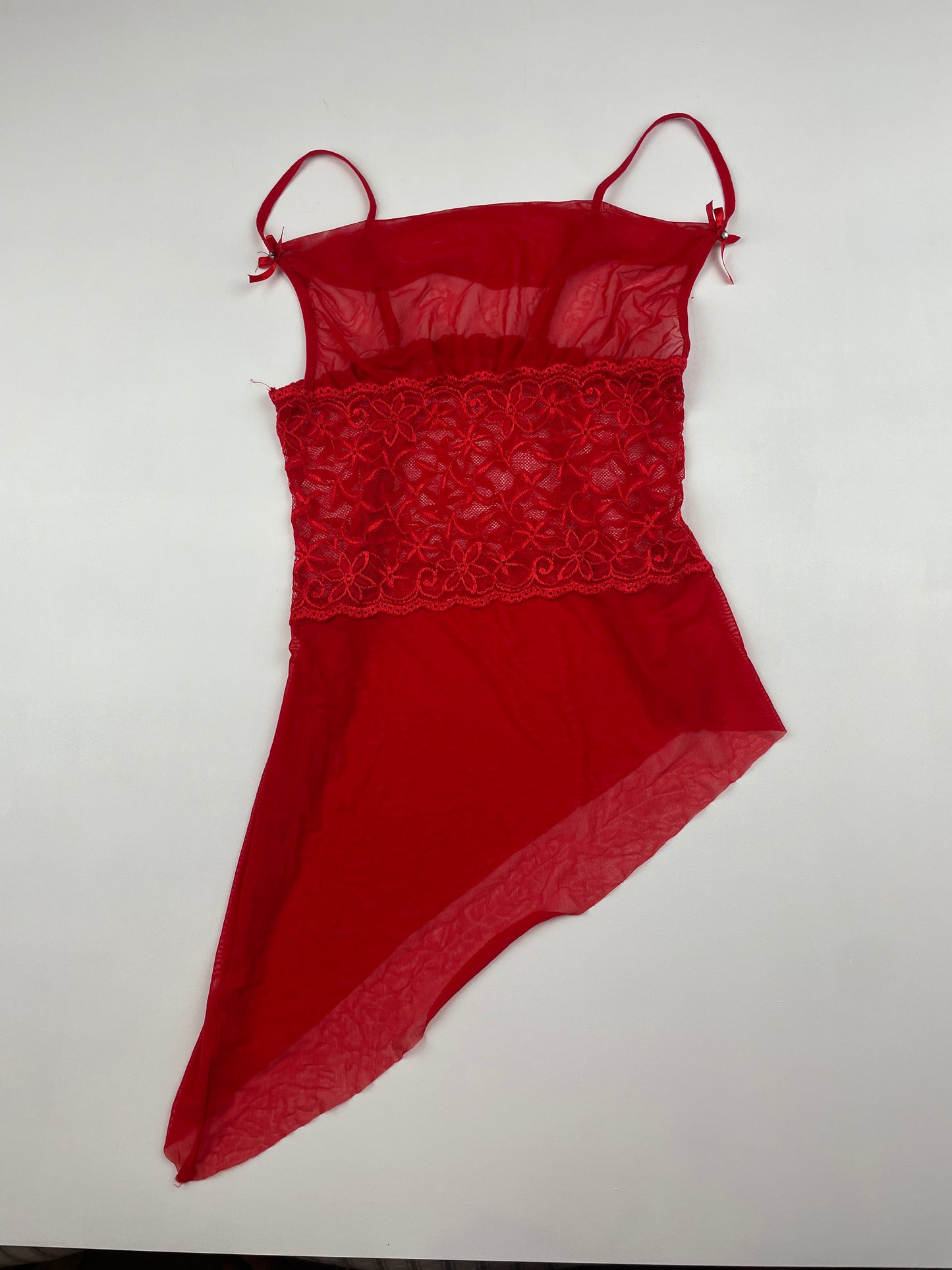 Asymmetric Red Lace Cami