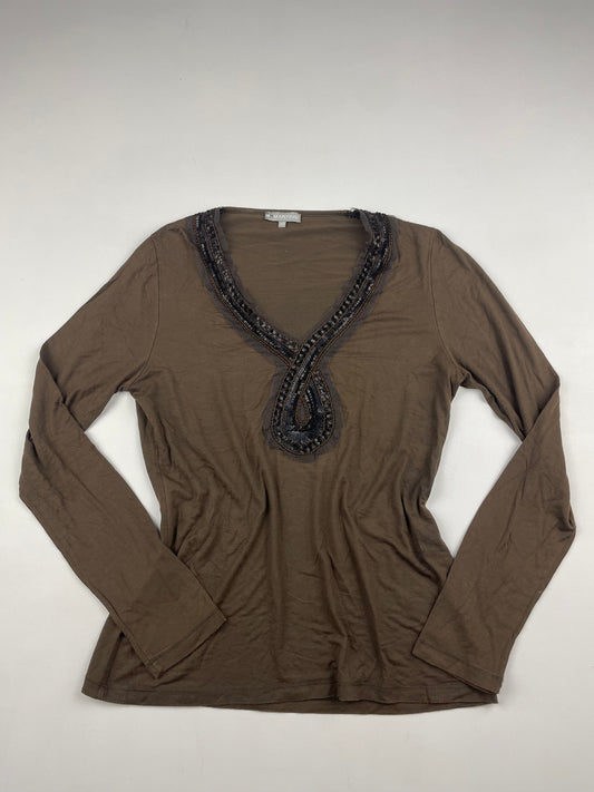 Brown 2000s Fitted Long Sleeve