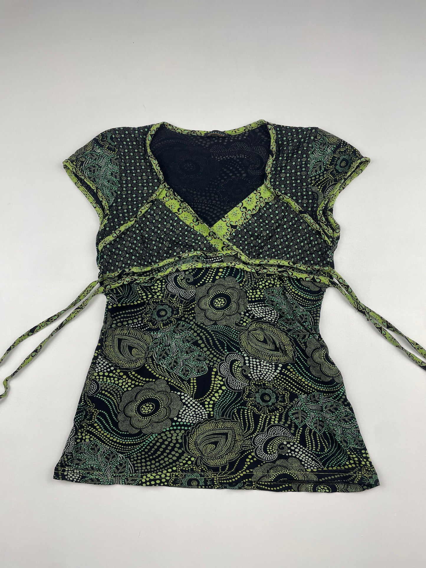 2000s Green Pattern Baby Tee