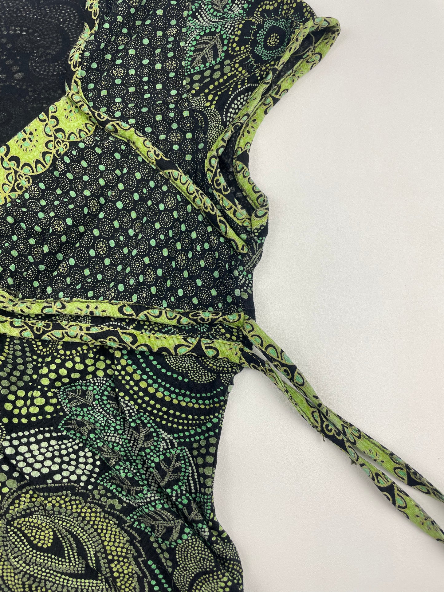 2000s Green Pattern Baby Tee