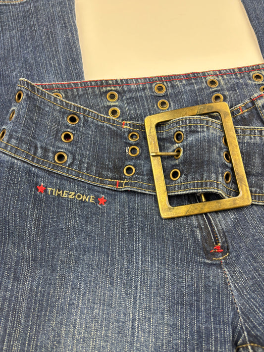 Y2K Buckle Flared Jeans