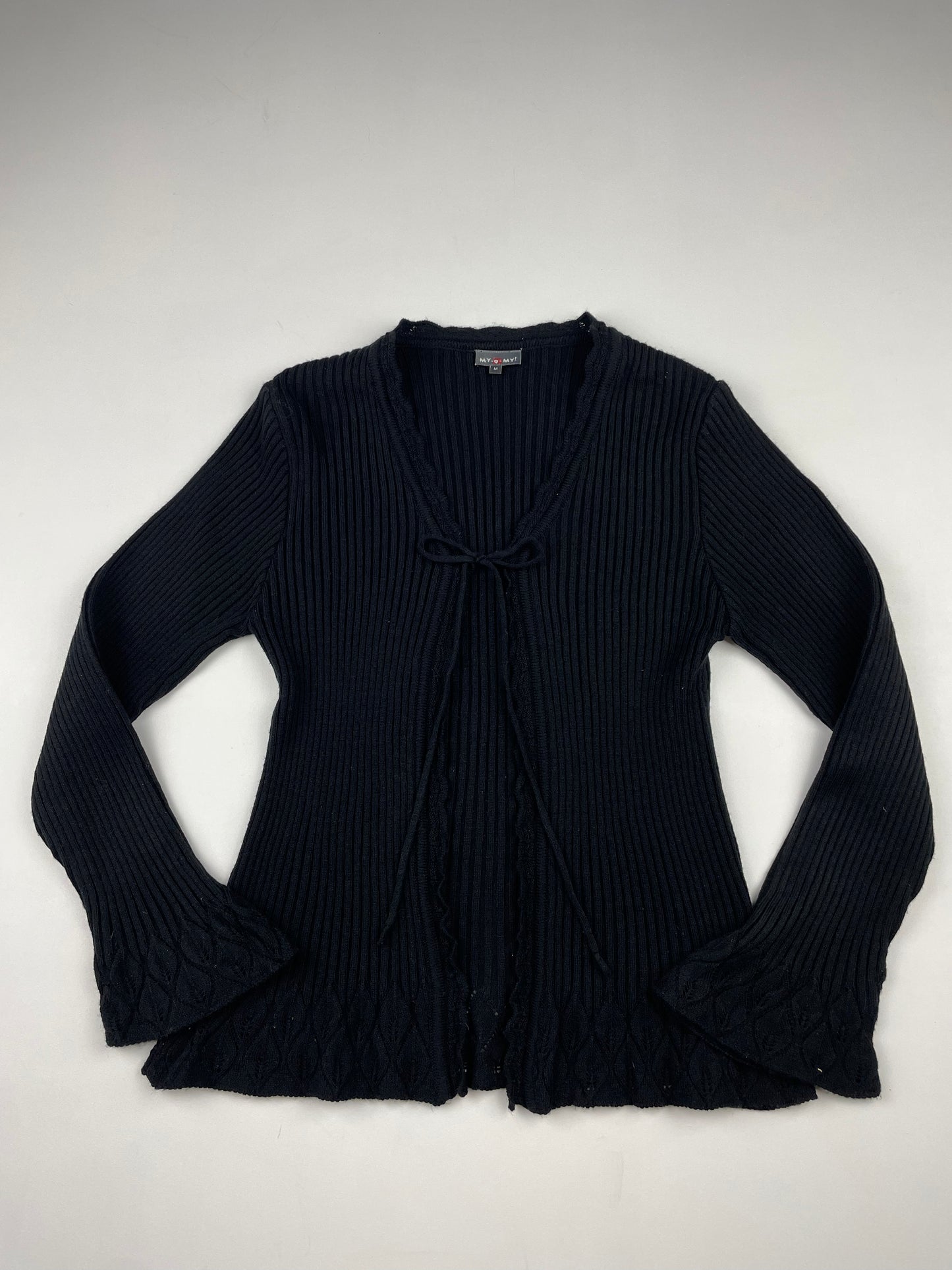 2000s Ribbed Flared Cardigan