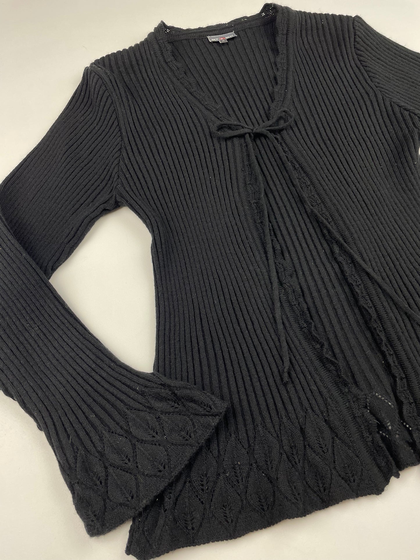 2000s Ribbed Flared Cardigan