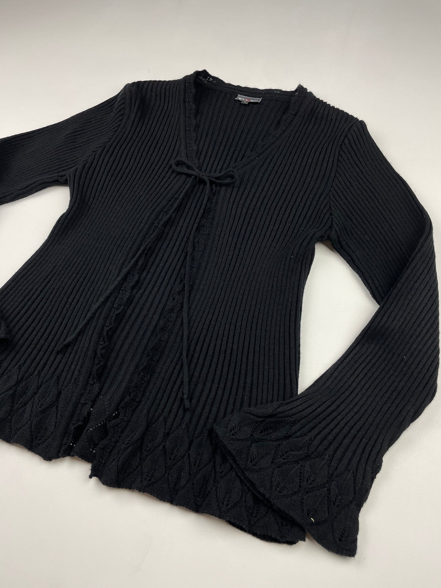 2000s Ribbed Flared Cardigan