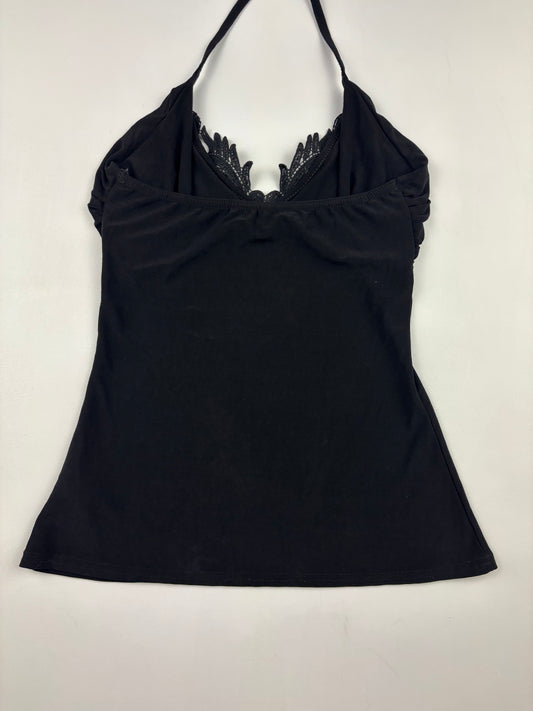 Y2K Black Ruched Fairy Halter Top