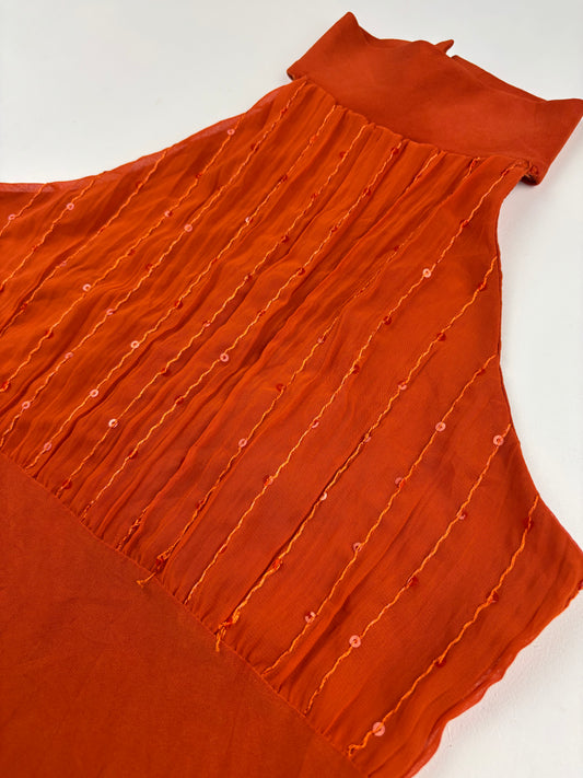 Y2K High Neck Sequin Top