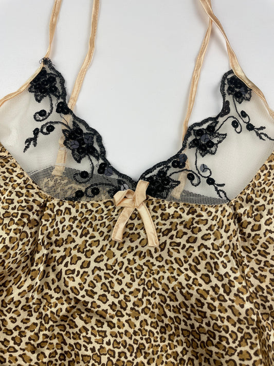 Y2K Leopard Silk Slip Cami