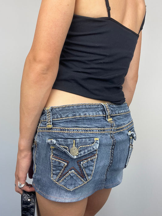 Denim Mini Skirt with Stars
