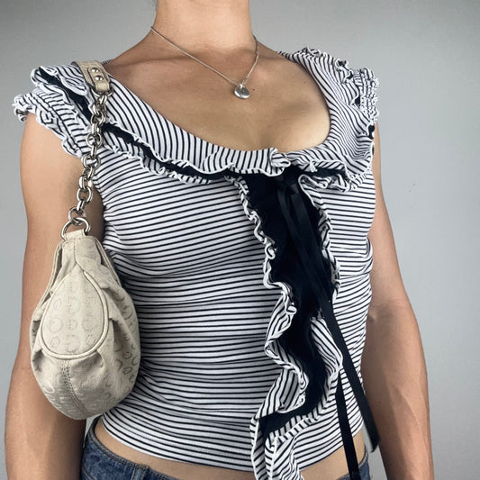 Striped 2000s Ruffle Baby Tee