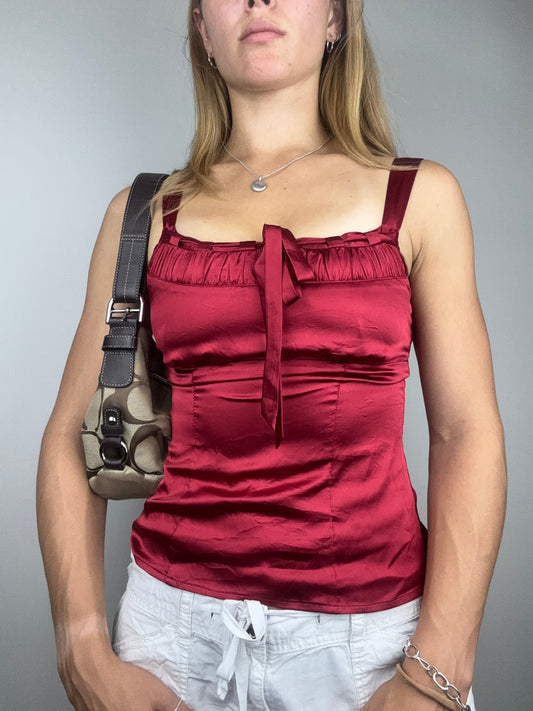 Y2K USA Satin Tie Cami