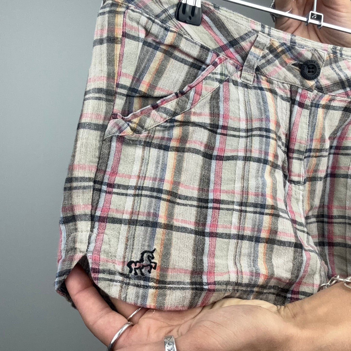 Linen Plaid Mini Shorts