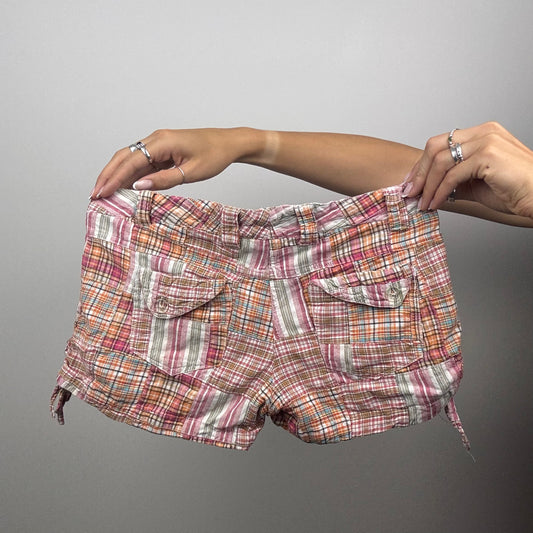Patchwork Plaid Mini Shorts