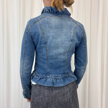 Pleated Trim Denim Jacket | Size M