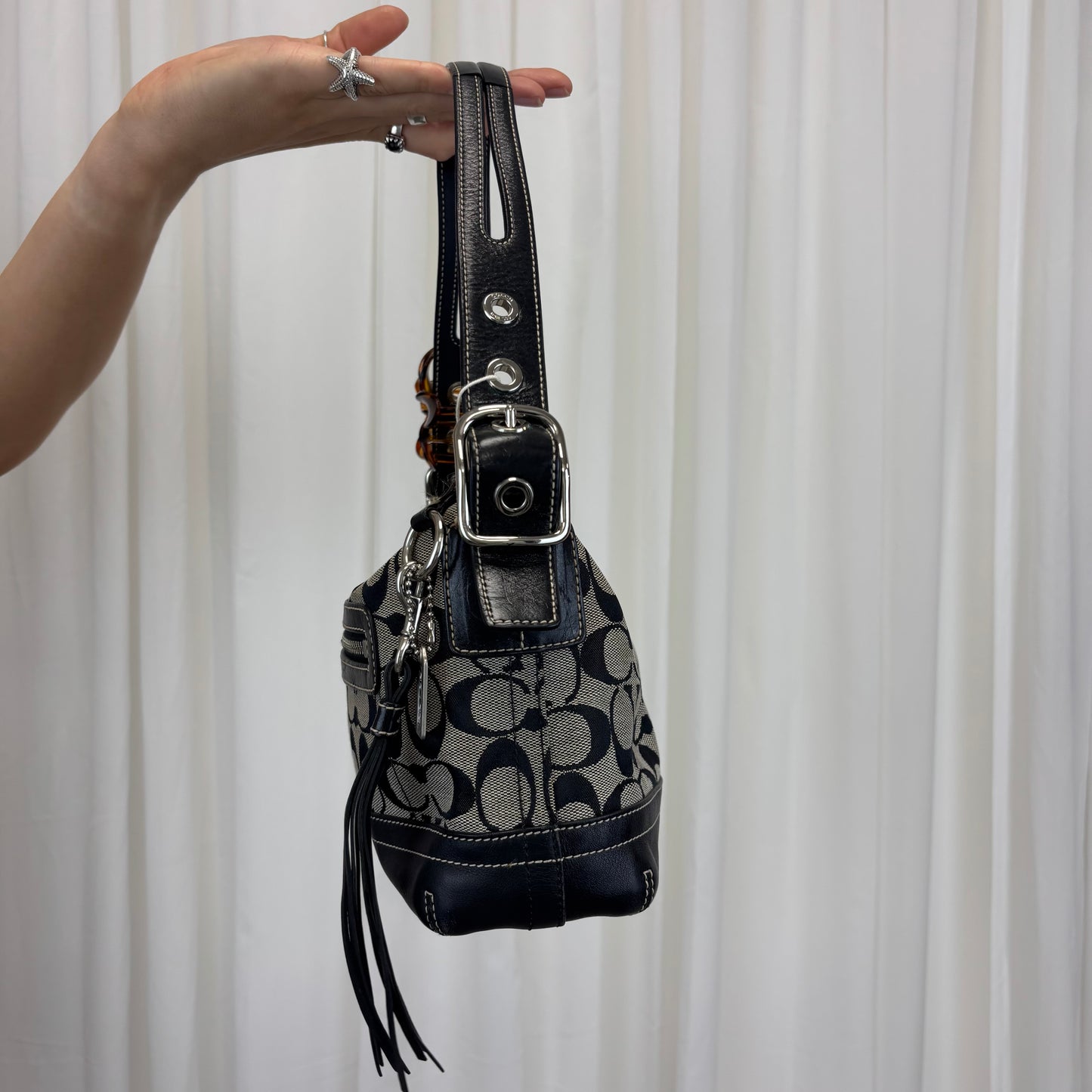 Coach Signature East West Shoulder Bag Black/Grey