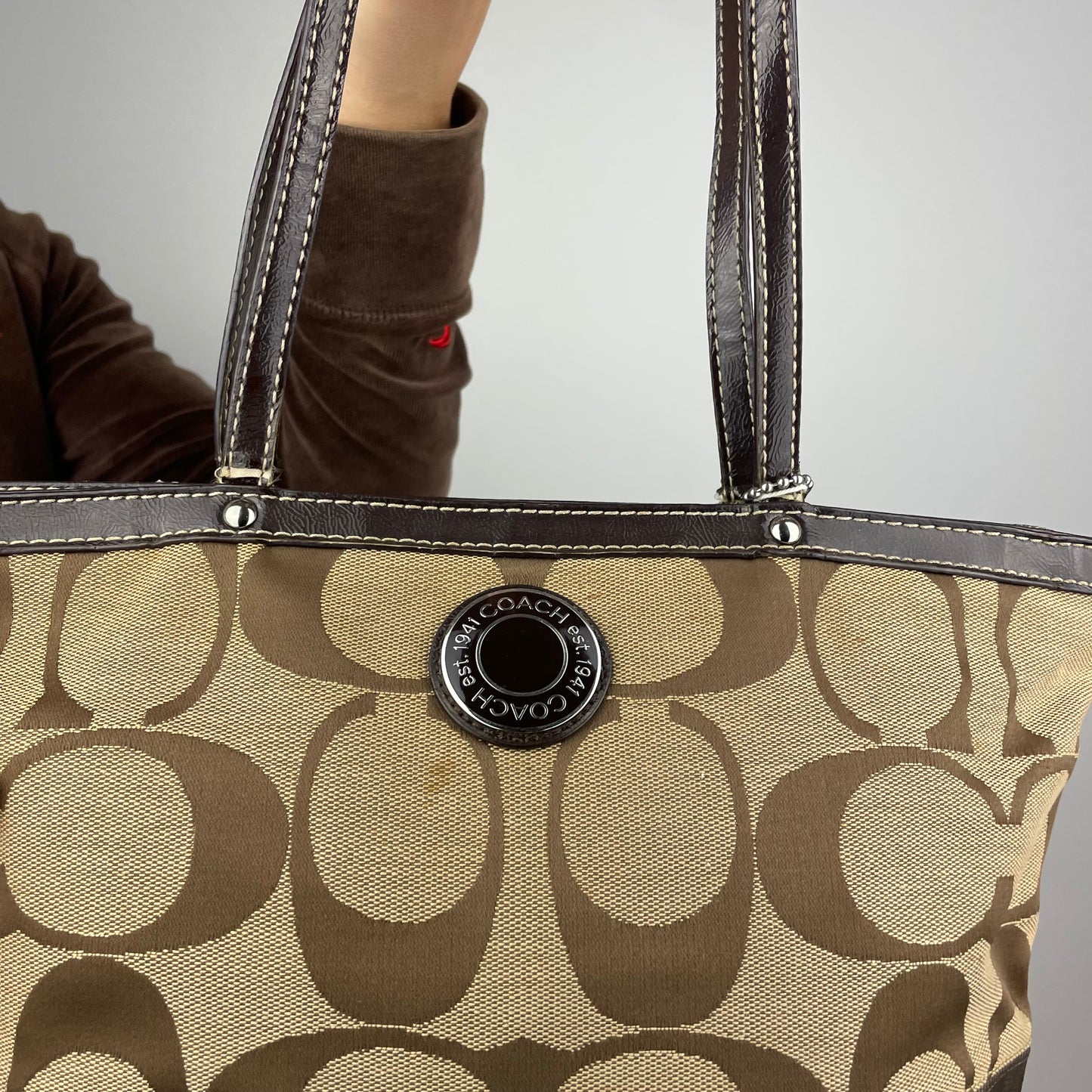 Coach Signature Stripe Tote Bag