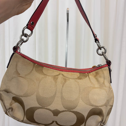 Coach Signature Stripe Demi Pink Two-Way Bag