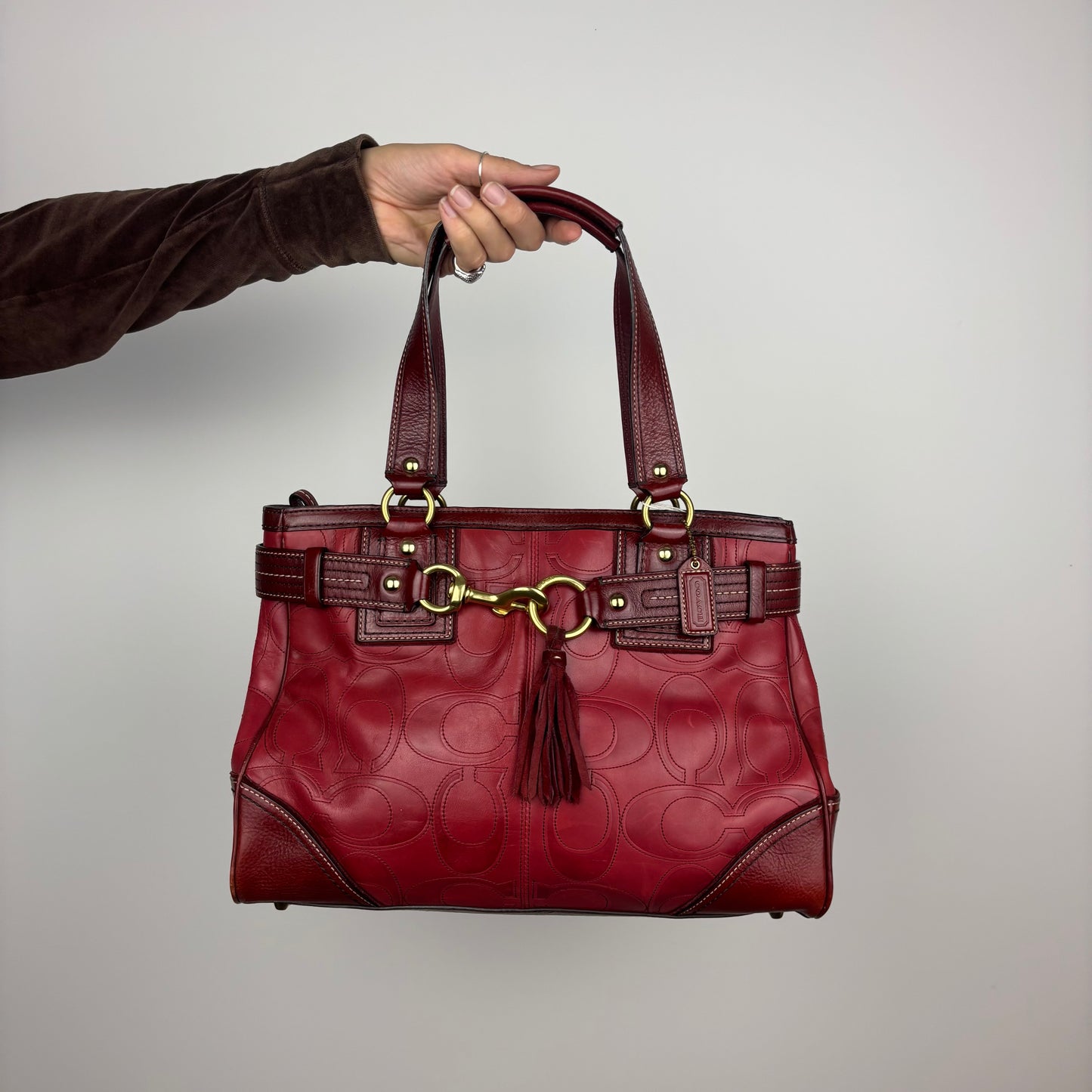 Coach Hampton Embossed Satchel Bag