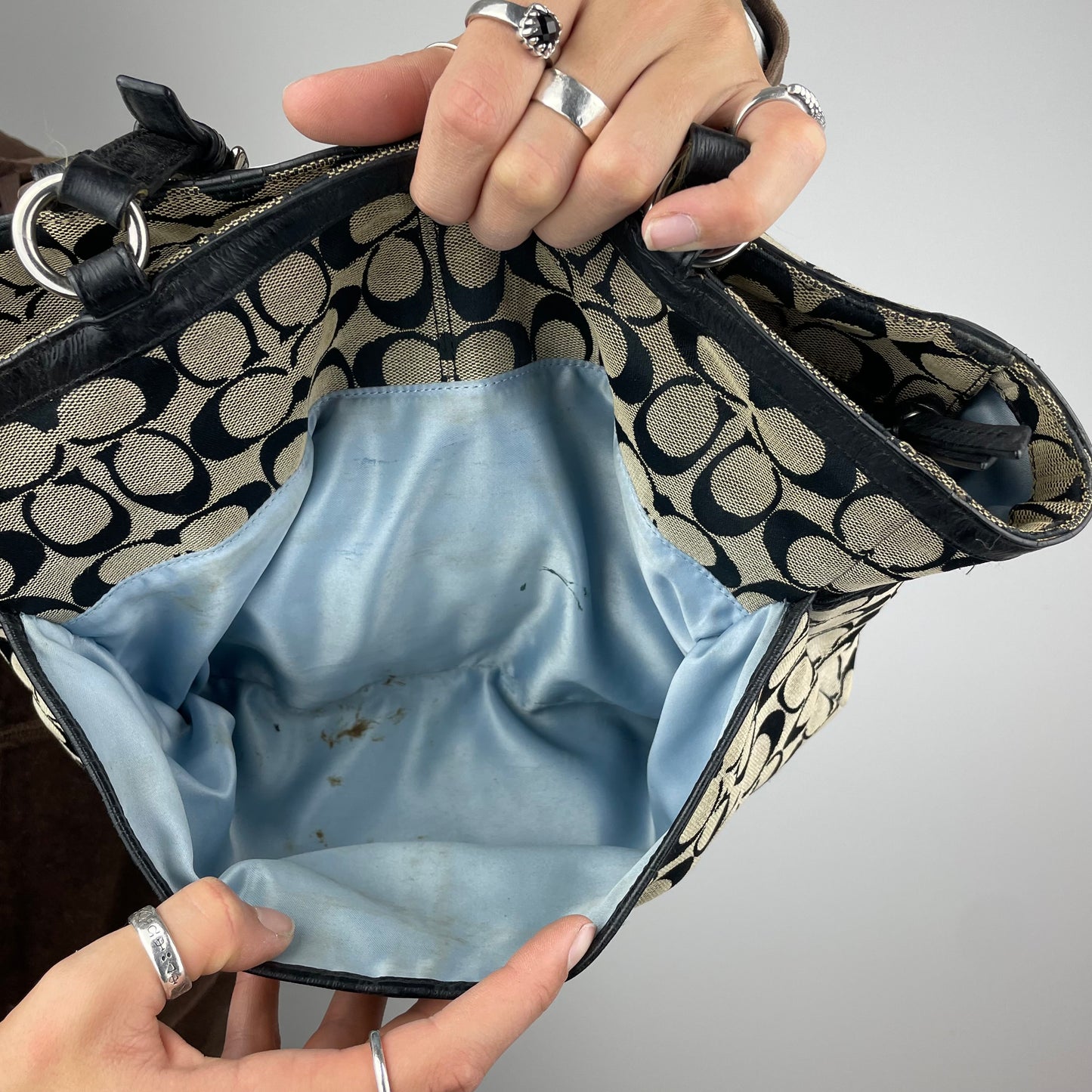 Coach Signature Grey Gallery Tote Bag