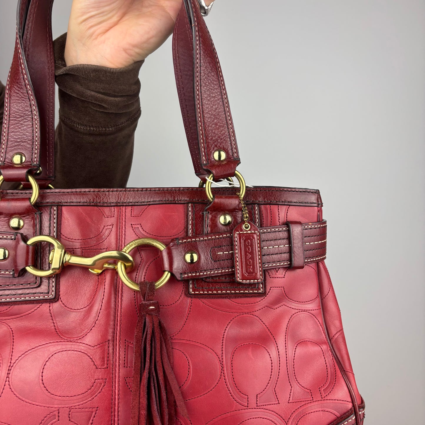 Coach Hampton Embossed Satchel Bag