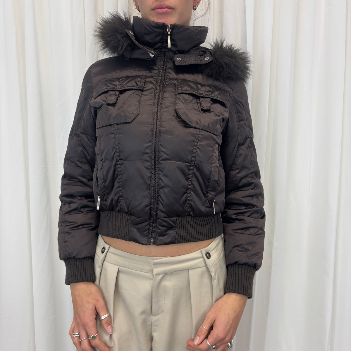 Y2K Fur Hood Puffer Jacket