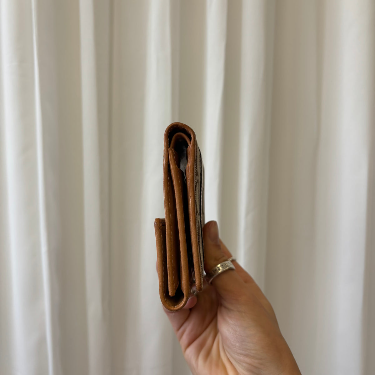 Coach Signature Tan Trifold Wallet