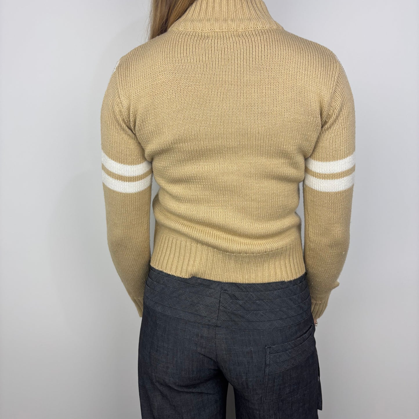 Tan Fitted Striped Jumper