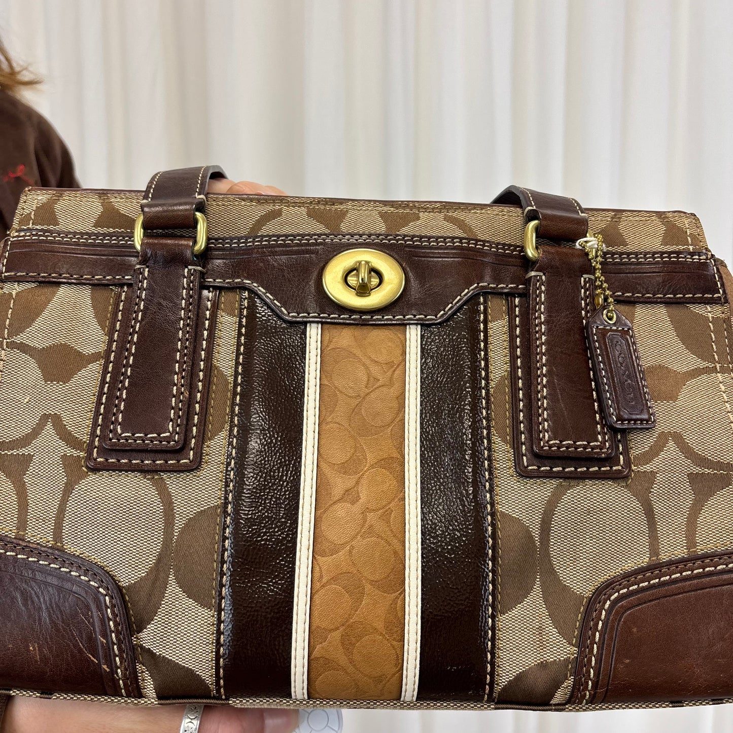 Coach Signature Stripe Satchel