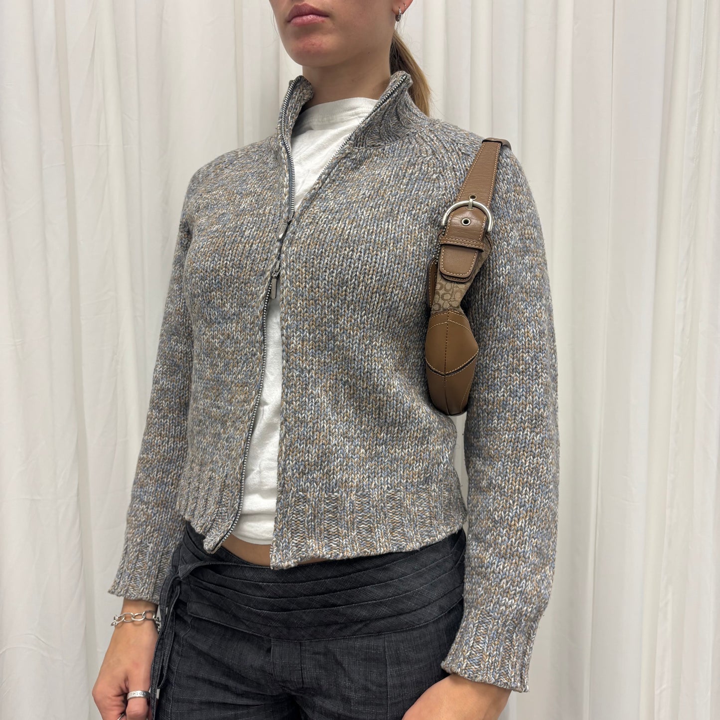 Multicoloured Knit Two-Way Zip