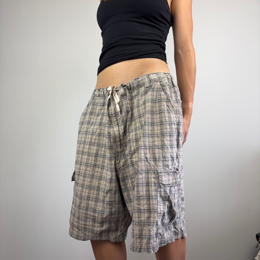 Neutral Baggy Plaid Shorts