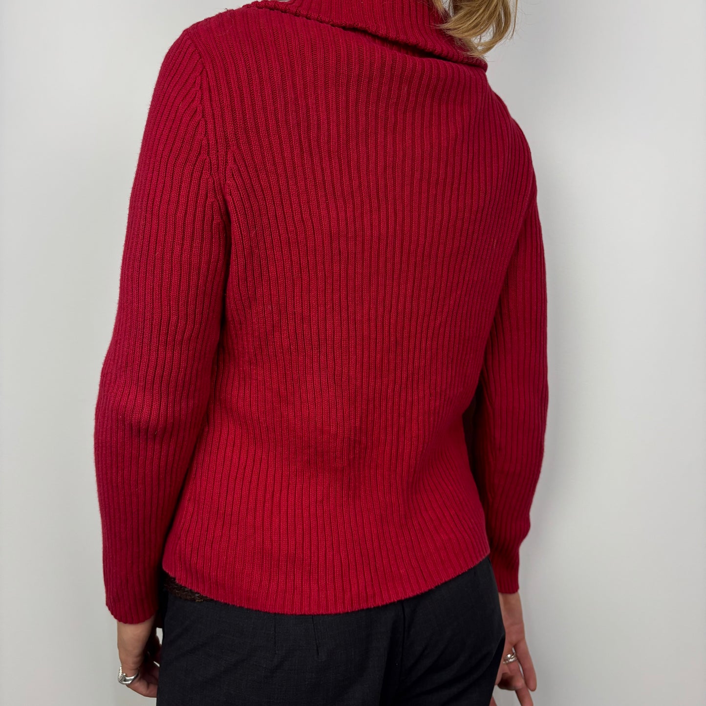 Knitted and Quilted Red Jumper