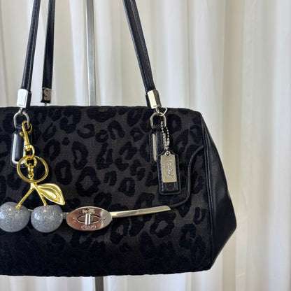 Coach Madison Ocelot Leopard Print Satchel Bag with Crossbody Strap
