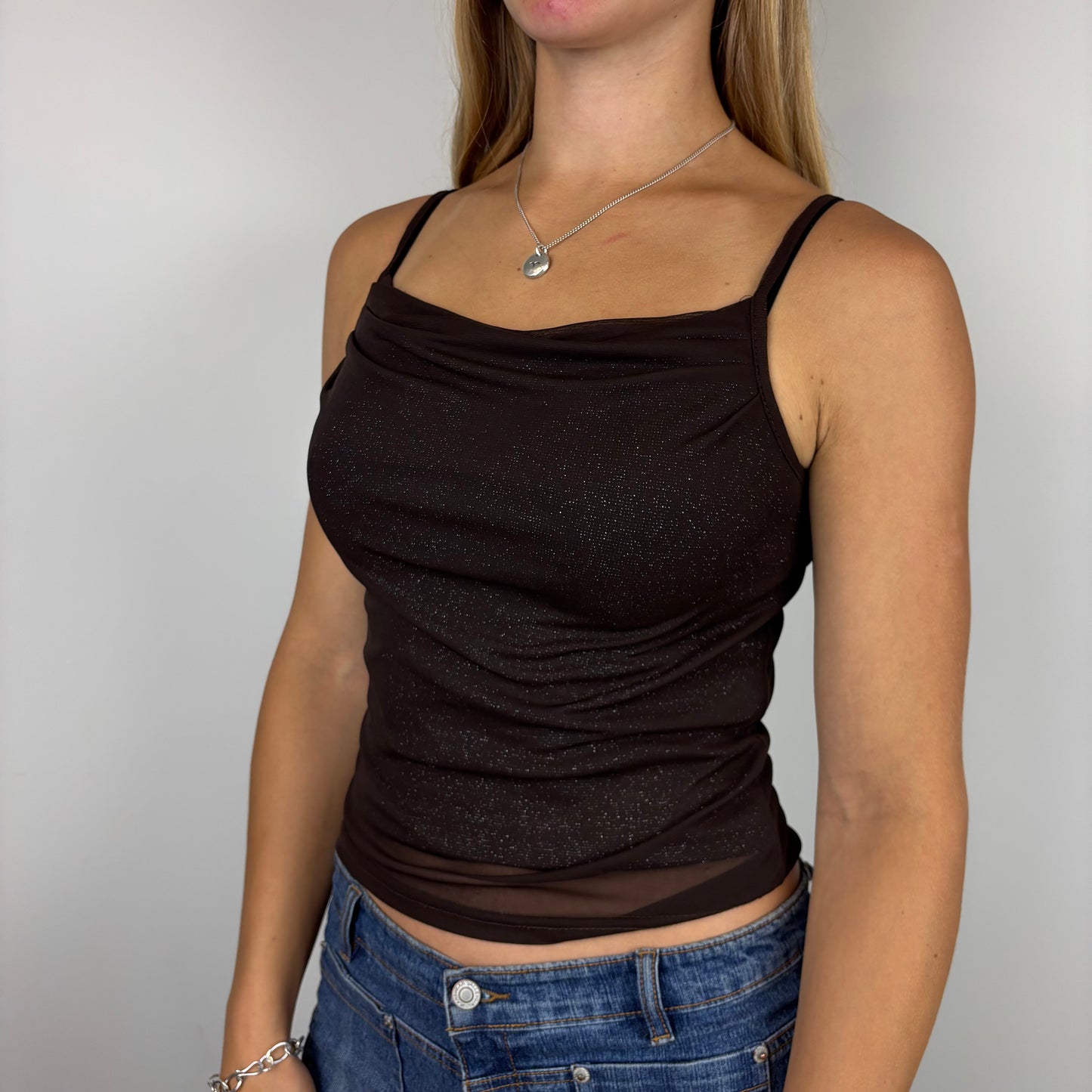 Glittery Cowl Neck Cami | Size XS