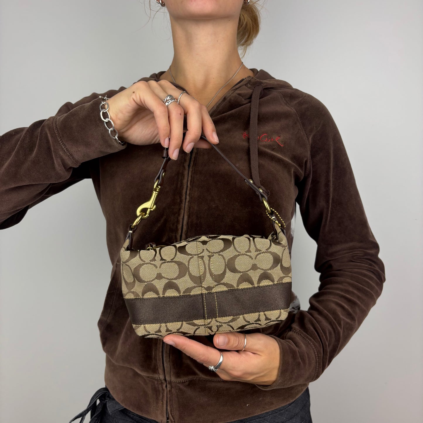 Coach Signature Stripe Mini Hobo Bag